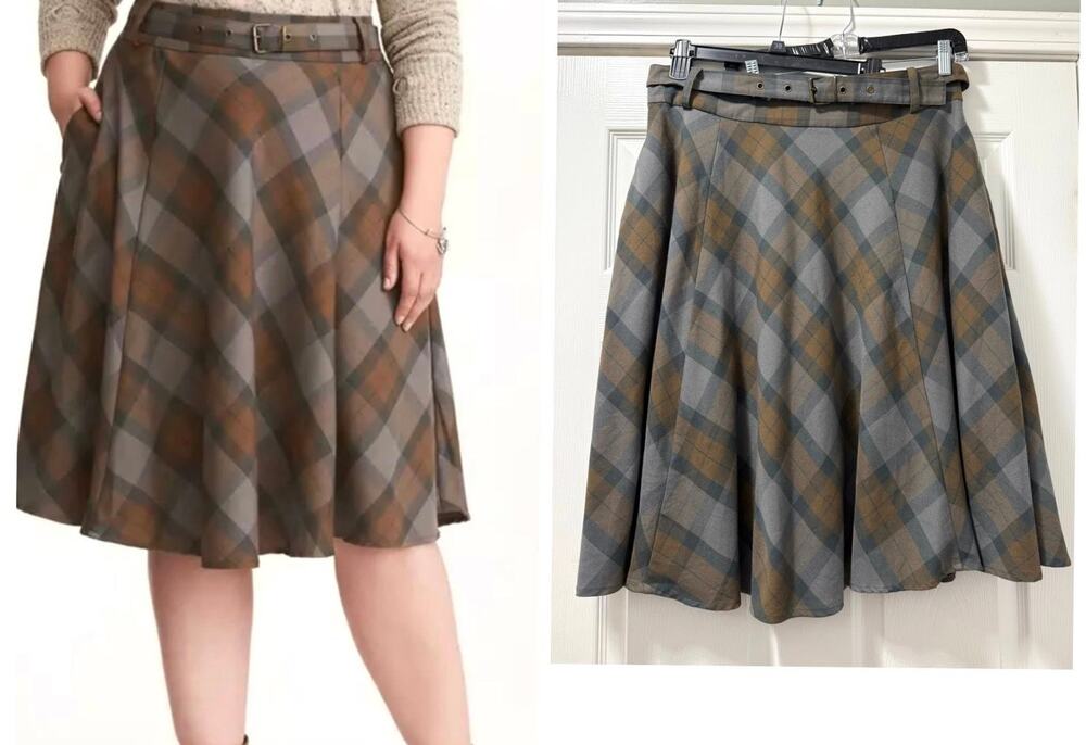 Hot Topic XL‎ Outlander Tartan Plaid Twill Woven High Waist Swing Knee Skirt